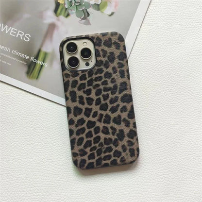 For iPhone 14 Pro Max Leopard Texture Phone Case PC+PU Leather Phone Shell (Not Complete Covering)