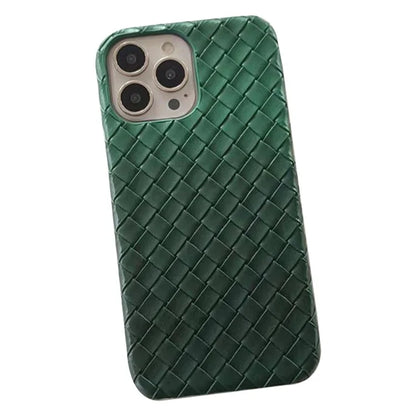 For iPhone 14 Pro Case Gradient Woven Texture PU Leather Coated PC Phone Cover