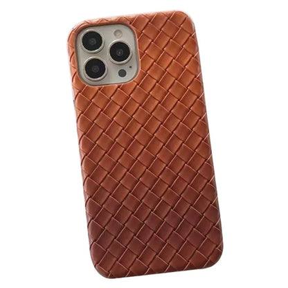 For iPhone 14 Pro Case Gradient Woven Texture PU Leather Coated PC Phone Cover