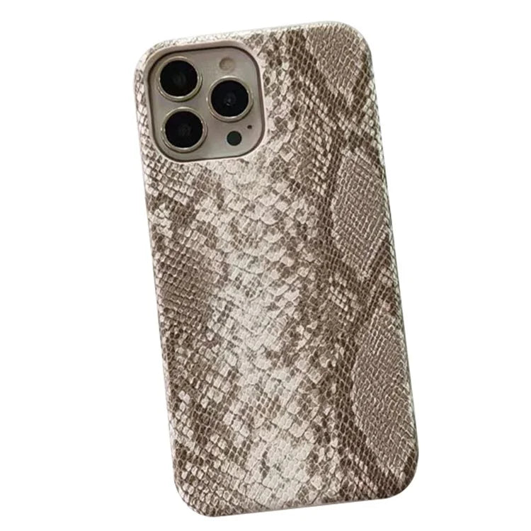 For iPhone 14 Pro Phone Case PC+PU Leather Cover Snake Texture Anti-Drop Phone Back Shell