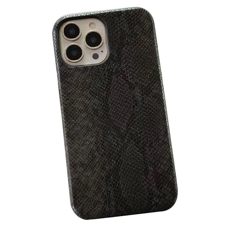 For iPhone 14 Pro Phone Case PC+PU Leather Cover Snake Texture Anti-Drop Phone Back Shell