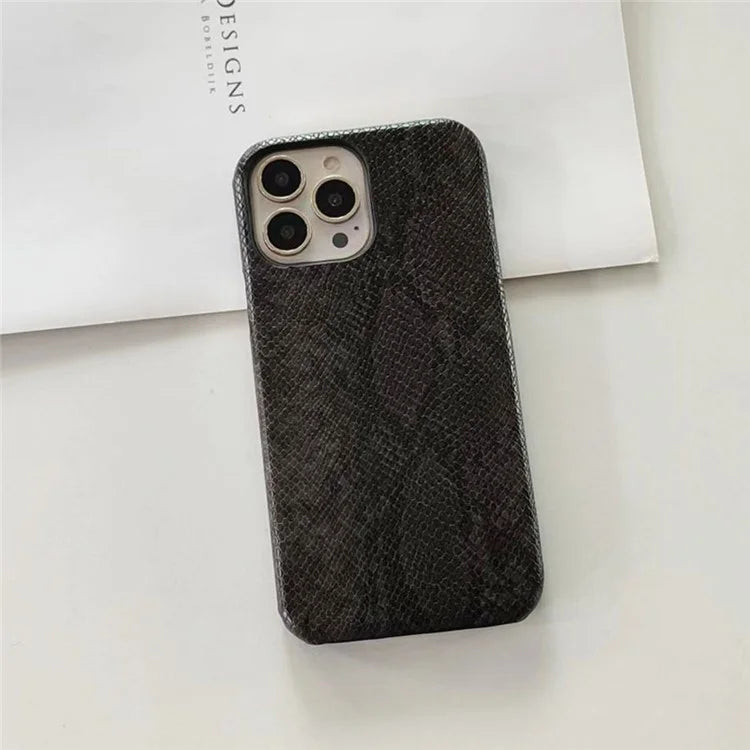For iPhone 14 Pro Phone Case PC+PU Leather Cover Snake Texture Anti-Drop Phone Back Shell