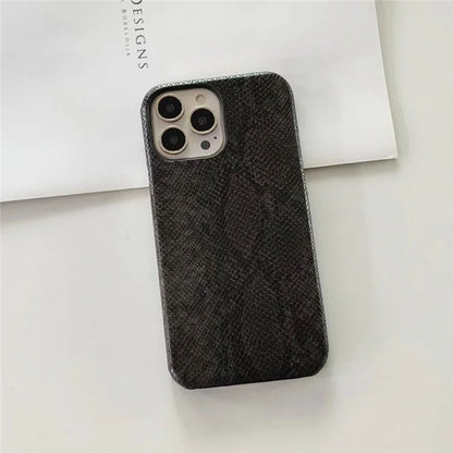 For iPhone 14 Pro Phone Case PC+PU Leather Cover Snake Texture Anti-Drop Phone Back Shell