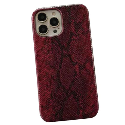For iPhone 14 Pro Phone Case PC+PU Leather Cover Snake Texture Anti-Drop Phone Back Shell