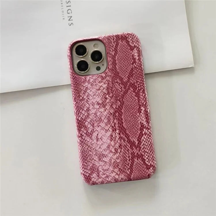 For iPhone 14 Pro Phone Case PC+PU Leather Cover Snake Texture Anti-Drop Phone Back Shell