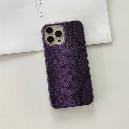 For iPhone 14 Pro Phone Case PC+PU Leather Cover Snake Texture Anti-Drop Phone Back Shell