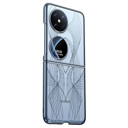 SULADA For Huawei P50 Pocket Phone Case Clear PC Laser Carving Shockproof Phone Cover