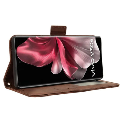 For vivo V30e 5G / V40 Lite 5G Case PU Leather Flip Folio Phone Cover with Multiple Card Holders