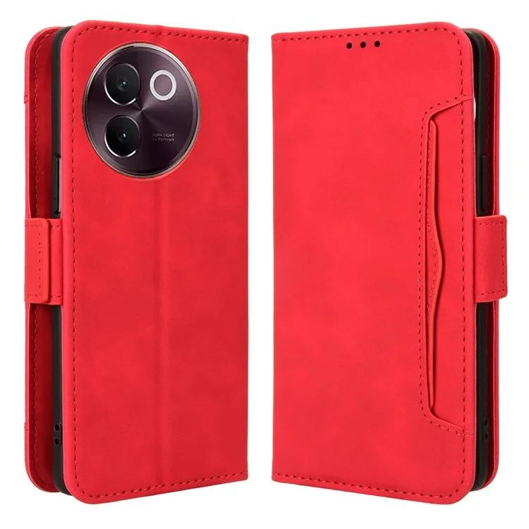 For vivo V30e 5G / V40 Lite 5G Case PU Leather Flip Folio Phone Cover with Multiple Card Holders