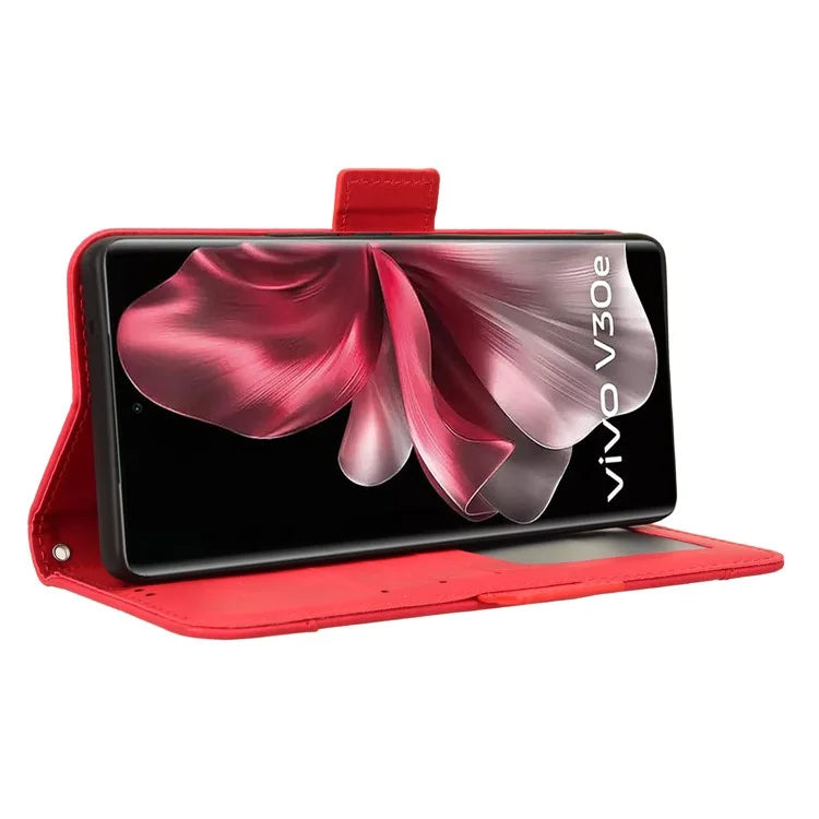 For vivo V30e 5G / V40 Lite 5G Case PU Leather Flip Folio Phone Cover with Multiple Card Holders