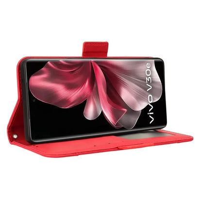 For vivo V30e 5G / V40 Lite 5G Case PU Leather Flip Folio Phone Cover with Multiple Card Holders