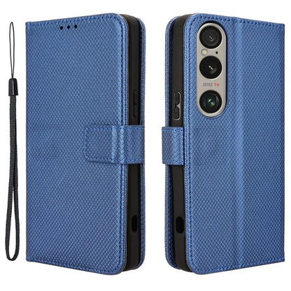 For Sony Xperia 1 VI Leather Wallet Case Diamond Texture Phone Cover with Folding Stand