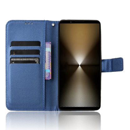 For Sony Xperia 1 VI Leather Wallet Case Diamond Texture Phone Cover with Folding Stand