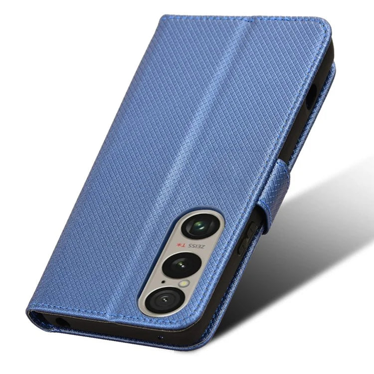 For Sony Xperia 1 VI Leather Wallet Case Diamond Texture Phone Cover with Folding Stand