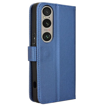 For Sony Xperia 1 VI Leather Wallet Case Diamond Texture Phone Cover with Folding Stand