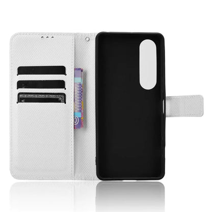 For Sony Xperia 1 VI Leather Wallet Case Diamond Texture Phone Cover with Folding Stand