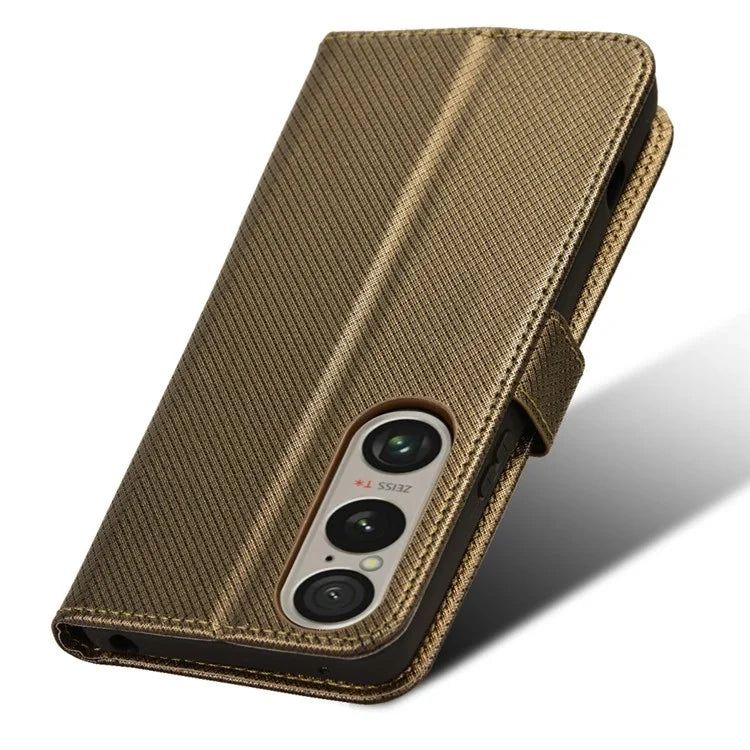 For Sony Xperia 1 VI Leather Wallet Case Diamond Texture Phone Cover with Folding Stand