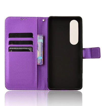 For Sony Xperia 1 VI Leather Wallet Case Diamond Texture Phone Cover with Folding Stand