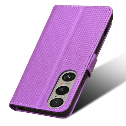 For Sony Xperia 1 VI Leather Wallet Case Diamond Texture Phone Cover with Folding Stand