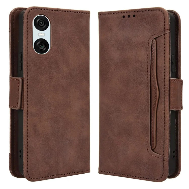 For Sony Xperia 10 VI Case PU Leather Flip Folio Phone Cover with Multiple Card Holders