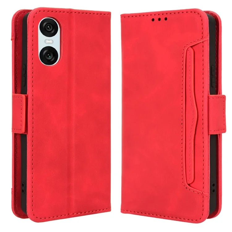 For Sony Xperia 10 VI Case PU Leather Flip Folio Phone Cover with Multiple Card Holders