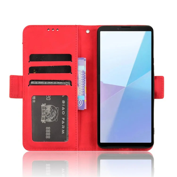 For Sony Xperia 10 VI Case PU Leather Flip Folio Phone Cover with Multiple Card Holders