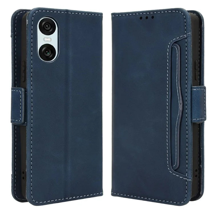 For Sony Xperia 10 VI Case PU Leather Flip Folio Phone Cover with Multiple Card Holders