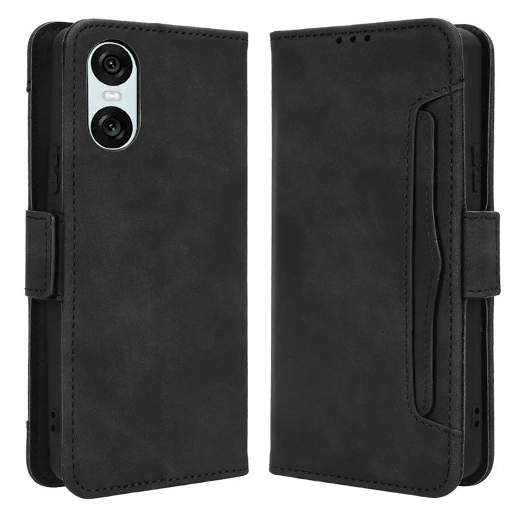 For Sony Xperia 10 VI Case PU Leather Flip Folio Phone Cover with Multiple Card Holders