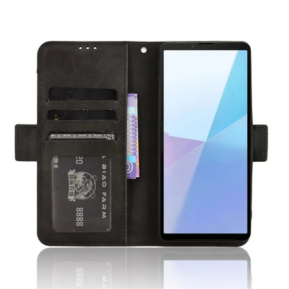 For Sony Xperia 10 VI Case PU Leather Flip Folio Phone Cover with Multiple Card Holders