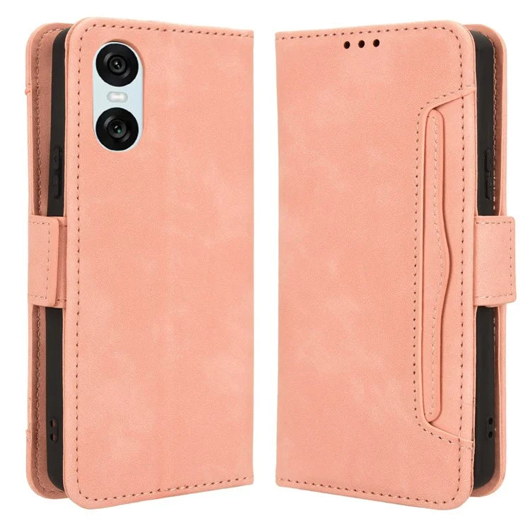 For Sony Xperia 10 VI Case PU Leather Flip Folio Phone Cover with Multiple Card Holders
