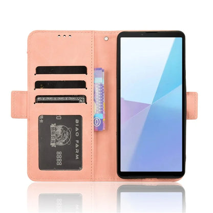 For Sony Xperia 10 VI Case PU Leather Flip Folio Phone Cover with Multiple Card Holders