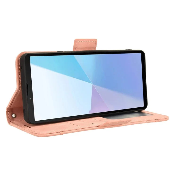For Sony Xperia 10 VI Case PU Leather Flip Folio Phone Cover with Multiple Card Holders