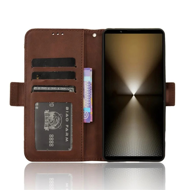 For Sony Xperia 1 VI Shockproof Case Multiple Card Slots Leather Phone Cover