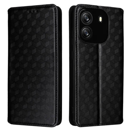 For Blackview Wave 6C Case Rhombus Imprinted Wallet Magnetic Clasp Phone Cover