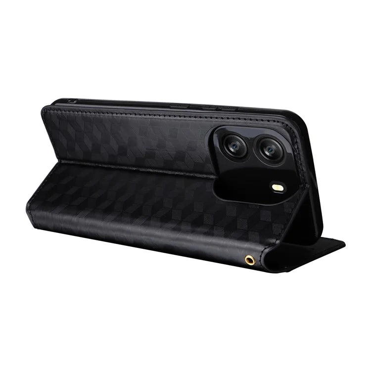 For Blackview Wave 6C Case Rhombus Imprinted Wallet Magnetic Clasp Phone Cover