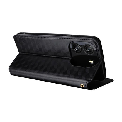 For Blackview Wave 6C Case Rhombus Imprinted Wallet Magnetic Clasp Phone Cover