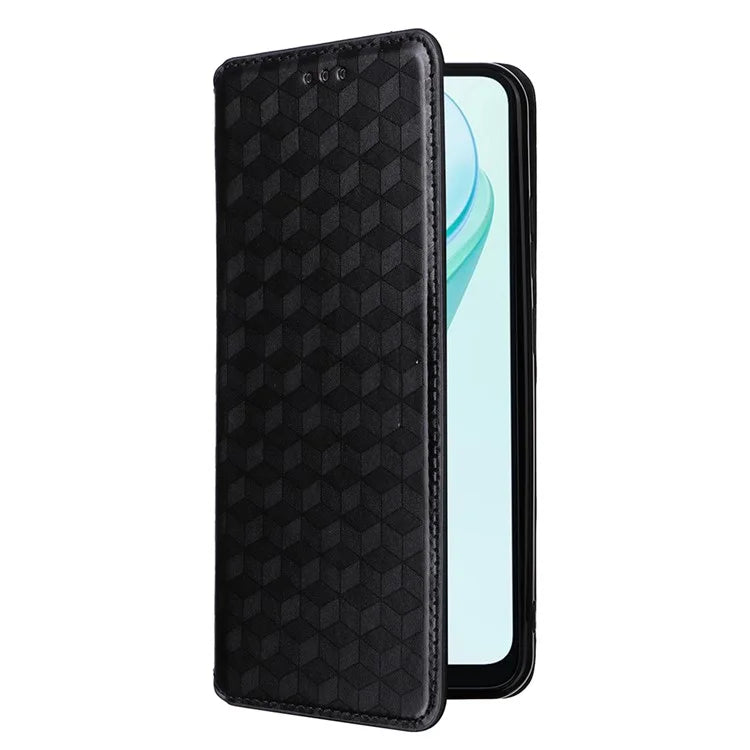 For Blackview Wave 6C Case Rhombus Imprinted Wallet Magnetic Clasp Phone Cover