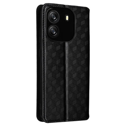 For Blackview Wave 6C Case Rhombus Imprinted Wallet Magnetic Clasp Phone Cover