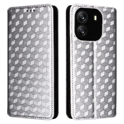 For Blackview Wave 6C Case Rhombus Imprinted Wallet Magnetic Clasp Phone Cover