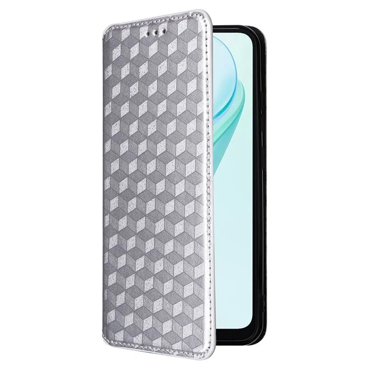 For Blackview Wave 6C Case Rhombus Imprinted Wallet Magnetic Clasp Phone Cover