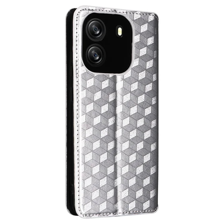 For Blackview Wave 6C Case Rhombus Imprinted Wallet Magnetic Clasp Phone Cover