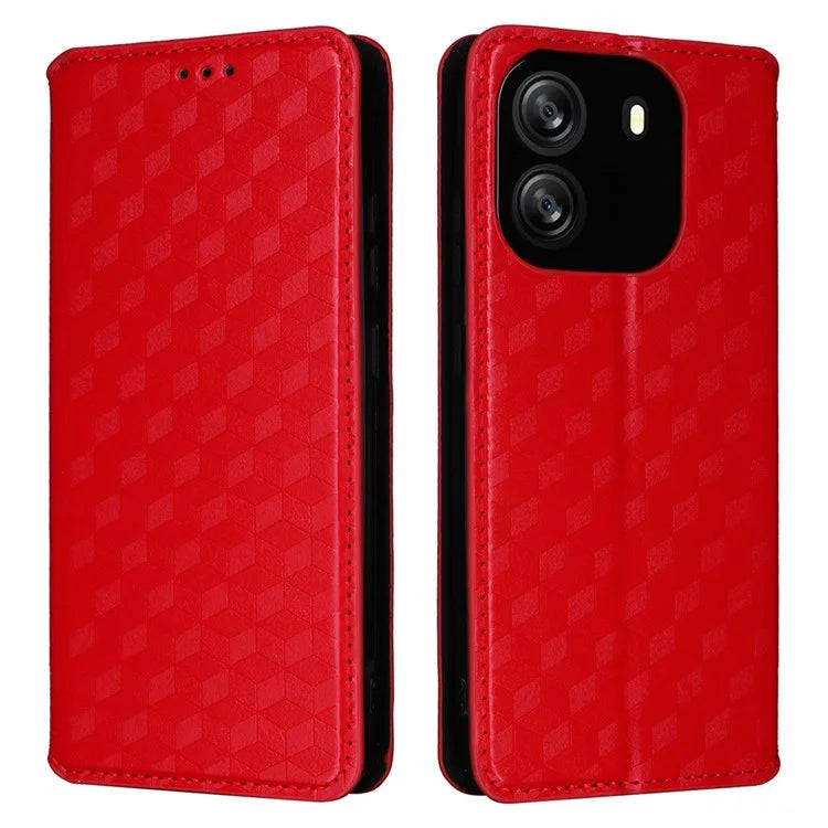 For Blackview Wave 6C Case Rhombus Imprinted Wallet Magnetic Clasp Phone Cover