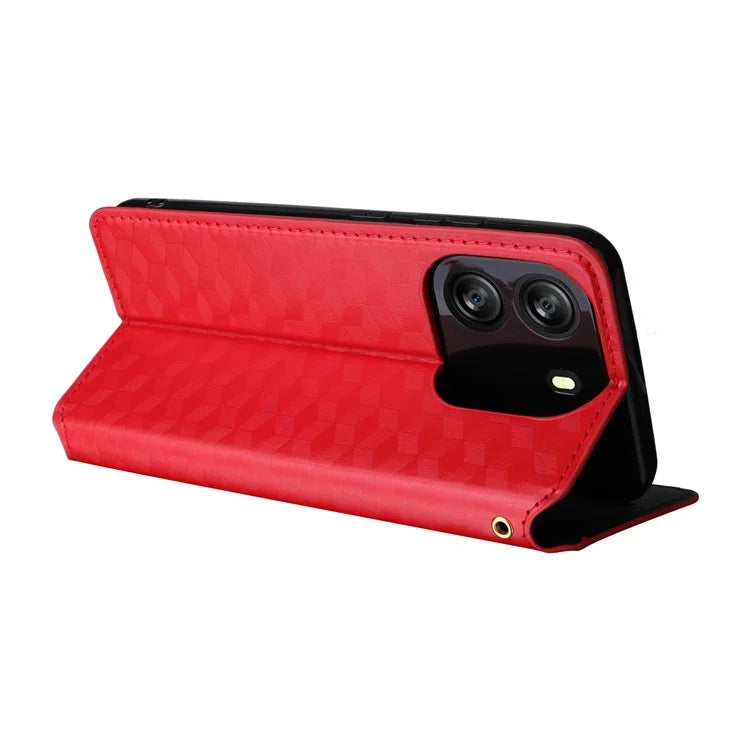 For Blackview Wave 6C Case Rhombus Imprinted Wallet Magnetic Clasp Phone Cover