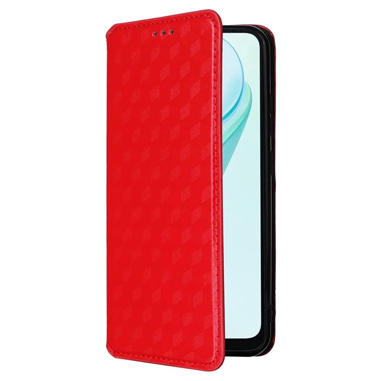 For Blackview Wave 6C Case Rhombus Imprinted Wallet Magnetic Clasp Phone Cover