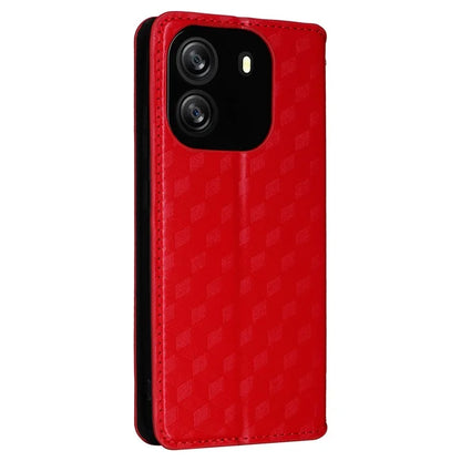 For Blackview Wave 6C Case Rhombus Imprinted Wallet Magnetic Clasp Phone Cover