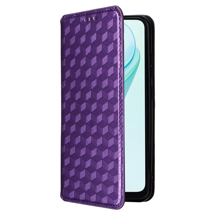For Blackview Wave 6C Case Rhombus Imprinted Wallet Magnetic Clasp Phone Cover
