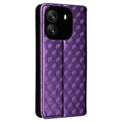 For Blackview Wave 6C Case Rhombus Imprinted Wallet Magnetic Clasp Phone Cover