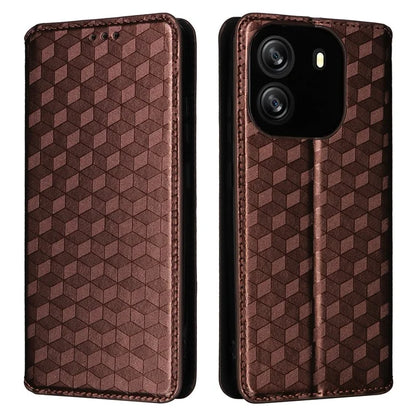 For Blackview Wave 6C Case Rhombus Imprinted Wallet Magnetic Clasp Phone Cover
