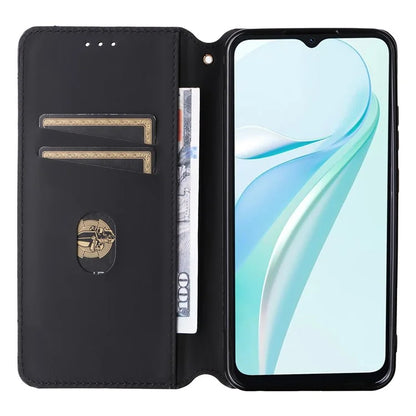 For Blackview Wave 6C Case Rhombus Imprinted Wallet Magnetic Clasp Phone Cover
