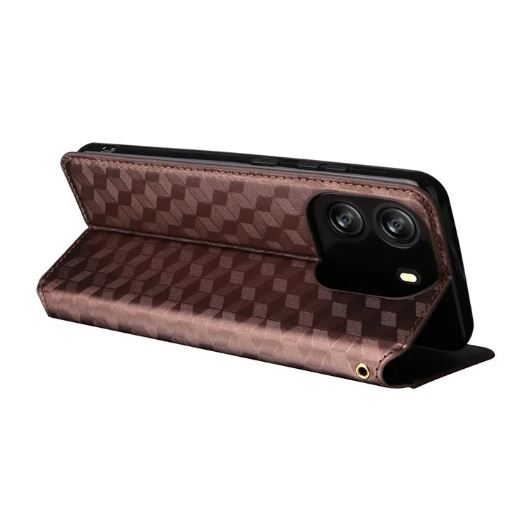 For Blackview Wave 6C Case Rhombus Imprinted Wallet Magnetic Clasp Phone Cover